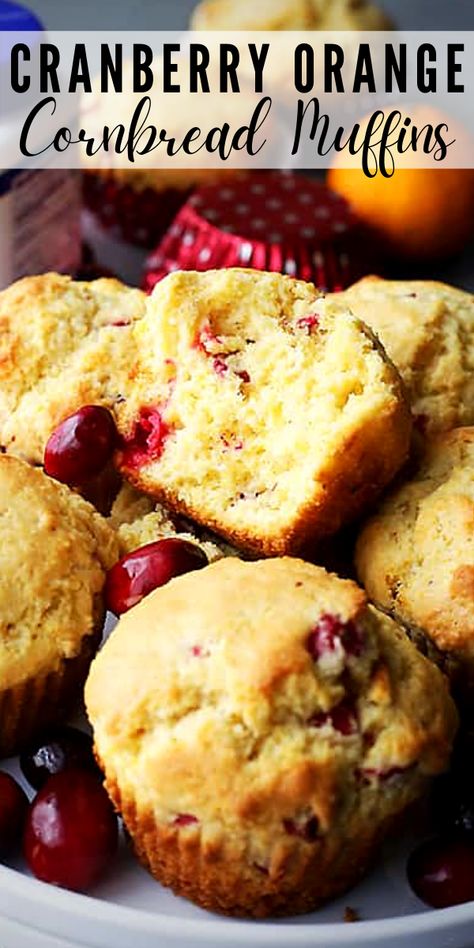 Breakfast Cornbread Muffins, Cranberry Cornbread Muffins, Cornbread Dessert Recipes, Christmas Cornbread, Breakfast Cornbread, Recipe For Cornbread, Snack Muffins, Cranberry Cornbread, Flavored Cornbread