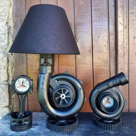 Mechanic Shop Decor, Car Part Art, Car Parts Decor, Garage Furniture, Car Part Furniture, Mechanic Shop, Automotive Furniture, Car Furniture, Wood Projects Bedroom