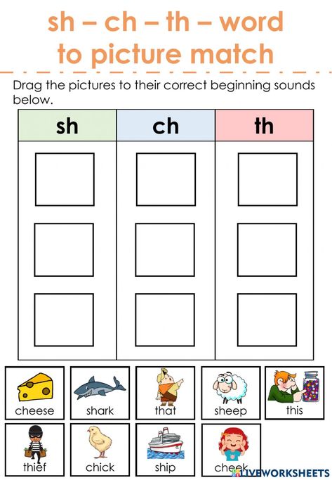 Phonics- beginning sounds online worksheet for J4. You can do the exercises online or download the worksheet as pdf. J Sound Worksheets, Th Sounds Worksheet, Blend Sound Worksheets, Th Diagraph Worksheets, Diagraphs And Blends Worksheets Free, Ch Words With Pictures, Th Sound Activities, Th Sound Worksheet, Th Words Worksheets