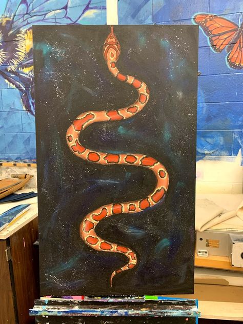 Cute Snake Painting, Snake Painting Acrylics Easy, Snake Painting Aesthetic, Abstract Snake Art, Snake Painting Easy, Snake Canvas Painting, Snake Art Painting, Snake Painting Acrylics, Snake Paintings