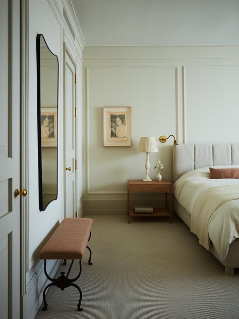 Bedroom Mirror And Chair, Mirror And Chair, Paneled Library, Herringbone Floor, Bedroom Mirror, Park Avenue, Main Bedroom, Residential Design, Interior Inspo