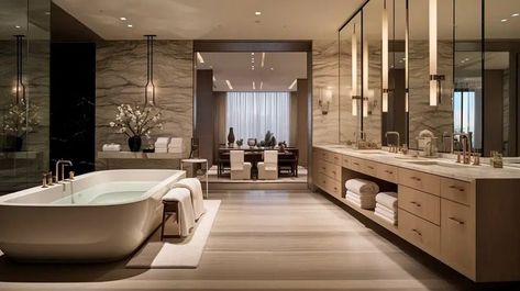 Bathrooms: Detailing Luxury Elements, Fixtures, and Lighting Modern Master Bathrooms, Man Home Decor, Luxury Bathroom Master Baths, Modern Luxury Bathroom, Luxury Master Bathrooms, Shabby Chic Bathroom, Chic Bathrooms, Bathroom Design Luxury, Bad Design