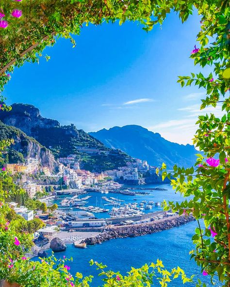 Amalfi Coast framed by... - Sorrento, Capri and Amalfi Coast Capri Italy Photography, Almafi Coast Italy, Anguilla Beaches, Sorrento To Capri, Carribean Travel, Coast Photography, Capri Italy, Italy Photography, Appalachian Trail