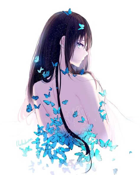 Anime Butterfly, Art Manga, 영감을 주는 캐릭터, Art Anime, Anime Artwork, Manga Girl, 그림 그리기, Anime Love, Anime Style