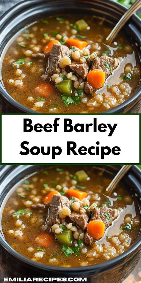 Searching for beef dinner recipes? This Beef Barley Soup offers a flavorful twist on classic beef recipes. It's one of the best soup ideas when you need healthy and easy dinner recipes with ground beef. Easy Beef Barley Soup, Crockpot Beef Barley Soup, Beef And Barley Soup, Nutritious Vegetables, Barley Soup Recipe, Beef And Barley, Ms Recipes, Beef Barley, Beef Barley Soup