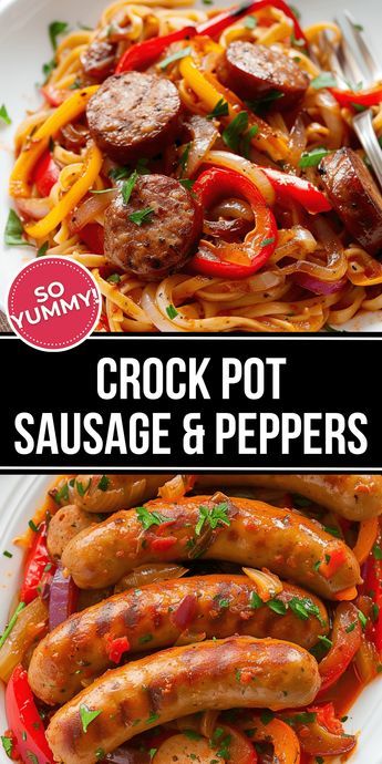 This Crock Pot Sausage and Peppers dish is a simple, satisfying, and nutritious dinner idea. It’s a classic Italian dish that combines juicy sausages, colorful bell peppers, onions, garlic, and marinara sauce, all cooked to perfection in your slow cooker. Recipes With Brats Crock Pot, Italian Sausage Peppers And Onions Crockpot, Crockpot Sausage And Peppers And Onions, Slow Cooker Sausage Peppers And Onions, Crockpot Sausage And Peppers Easy, Crockpot Brats Slow Cooker, Sausage And Peppers In Crockpot, Brats Slow Cooker, Italian Sausage And Peppers Crockpot