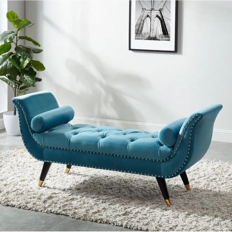 Mercer41 Arapahoe Upholstered Bench & Reviews | Wayfair Tufted Bedroom, Entryway Style, Bed Apartment, Metal Fabric, Living Room Sofa Design, Sofa Set Designs, Elegant Sofa, Sofa Bench, Bench Upholstered