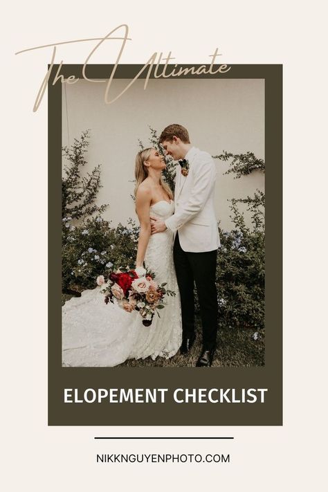 Want to learn all about how to have the best possible elopement? Here’s my official elopement checklist to get you started! Find the most helpful tips in the blog post and follow along for more elopement ideas! Elopement Checklist, Bride Planning, Elopement Wedding Photography, Wedding Planning Timeline, Wedding Planning Checklist, Elopement Ideas, Destination Elopement, Elopement Inspiration, Getting Engaged