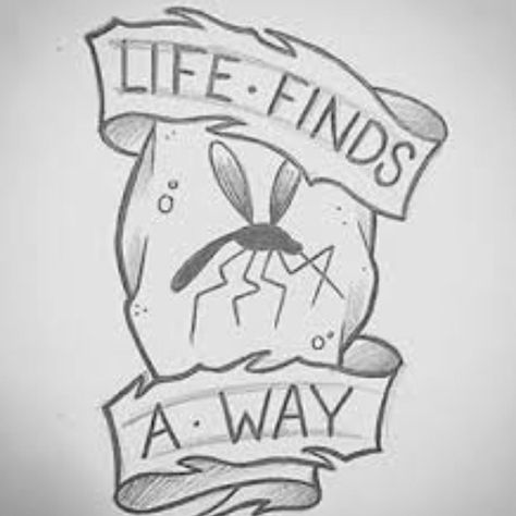 Life finds a way Jurrasic Park Tattoo Small, Jurassic Park Tattoo Women, Life Finds A Way Jurassic Park, Life Finds A Way Tattoo Jurassic Park, Tide Pool Tattoo, Life Finds A Way Tattoo, Jurassic Park Tattoo Ideas, Jurassic World Drawing, Jurassic Park Drawing