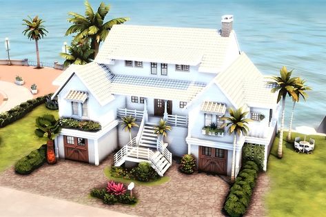 Sims 4 No Cc House, Sims 4 Cottage Living, Sims 4 Beach House, Dog City, Snowy Escape, Sims 4 No Cc, Sims 4 Cottage, The Sims 4 Lots, Coastal House