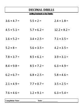 Decimal Drills: 4th, 5th, 6th, 7th Grade Math For 6th Grade, Math For 7th Grade, Decimal Worksheets For 4th Grade, Decimal Worksheets 5th Grades, 6 Grade Math Worksheets, 7 Grade Math, 7th Grade Math Worksheets Free Printable, Grade7 Math, 6th Grade Math Worksheets Free Printable