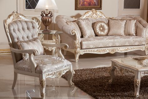 VIZYON SOFA SET Handmade Turkish Furniture. You can give order this sofa set (3+3+1+1+ coffee table). Total price is 6500 Dollar. We can shipping worldwide. Victorian Sofa Set, Classic Sofa Living Room, Classic Bedroom Design, Classic Sofa Sets, Shabby Chic Dining Room, Couches Living, Furniture Reupholstery, Turkish Furniture, Victorian Sofa