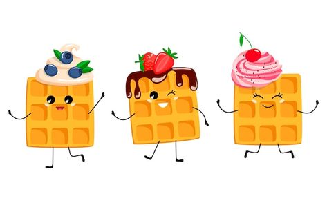 Waffle Day, Pastel Birthday, Alphabet Pictures, Raspberry Sauce, Cute Food Drawings, Belgian Waffles, Cute Animals Images, Kawaii Doodles, Food Drawing