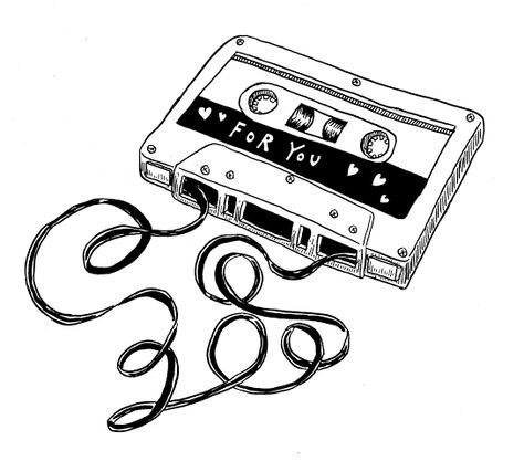 Cassette Tape Tattoo idea Cassette Tattoo, Dibujo Simple, Music Drawings, 카드 디자인, Perks Of Being A Wallflower, Music Tattoo, Fire Heart, Cassette Tape, Mixtape