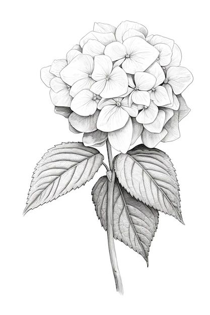 Flower With Leaves, Pencil Drawing Images, Pencil Drawings Of Flowers, Doodle Art Flowers, Flower Line Drawings, Flower Drawing Tutorials, Flower Art Drawing, Detailed Coloring Pages, Flower Sketches