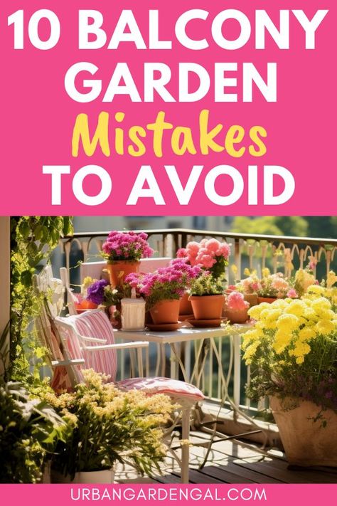 balcony garden mistakes Potted Balcony Garden, Small Garden Balcony Ideas, Hanging Plants For Balcony, Garden In Balcony Apartments, Best Plants For Balconies, Balcony Oasis, Balcony Landscape, Apartment Gardening Ideas, Mini Garden Ideas Small Spaces Balcony