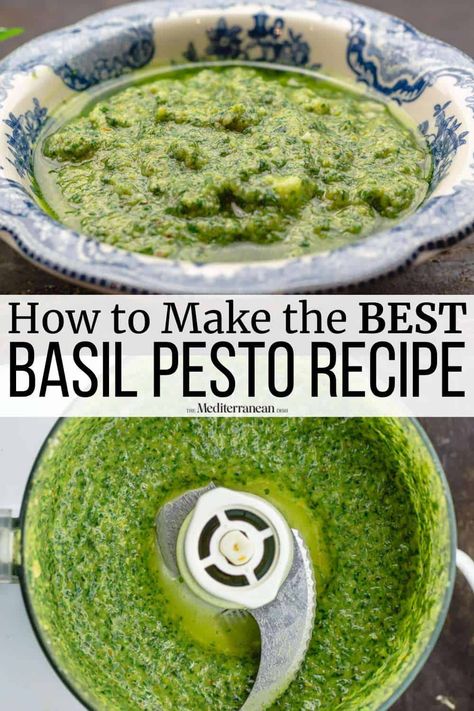 This basil pesto recipe comes together in 10 minutes. Use this easy homemade pesto on pasta, sandwiches, fish and chicken. Basil Pesto Canning Recipe, Low Sodium Pesto, Pesto Homemade Recipes, Simple Pesto Recipe, Seafood Menu Ideas, Fresh Pesto Recipe, Best Pesto Recipe, Easy Pesto Recipe, Fresh Basil Pesto Recipe