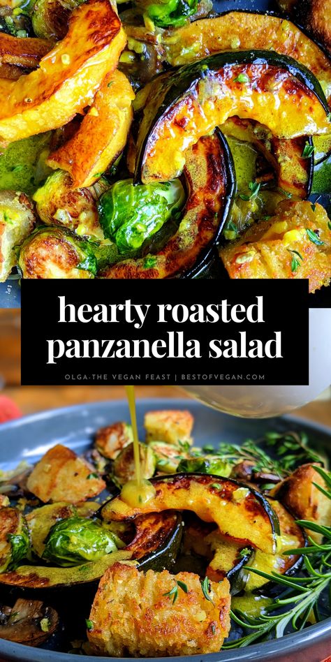 Roasted Salad, Warm Salad Recipes, Panzanella Salad Recipe, Tarte Tatin Recipe, Butternut Squash Cubes, Roasted Vegetable Salad, Quick Easy Vegan, Panzanella Salad, Tomato Tart