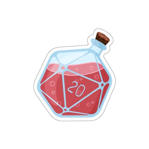 Dungeons And Dragons Stickers, D20 Illustration, Bujo Elements, Dnd Store, Dnd Potions, D20 Art, Dnd Stickers, Nerdy Tattoos, Monster Stickers