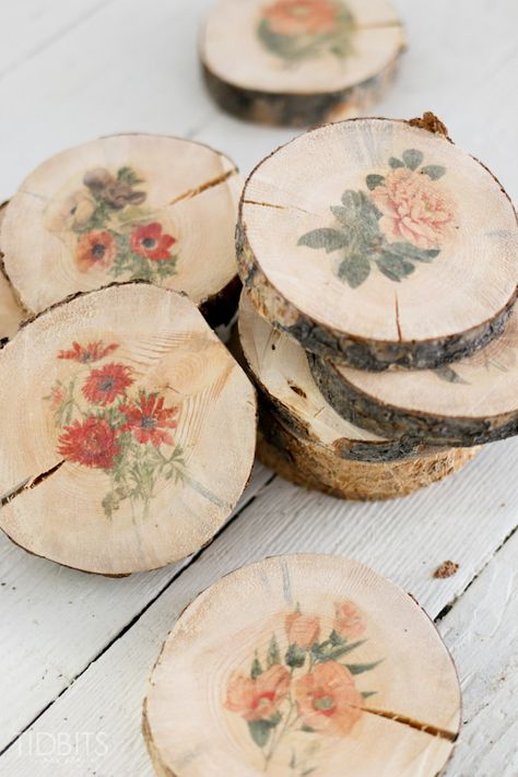 Wood, Flowers, Home Décor, Wood Slices, Decorative Boxes, Coasters, Tableware, White, Home Decor