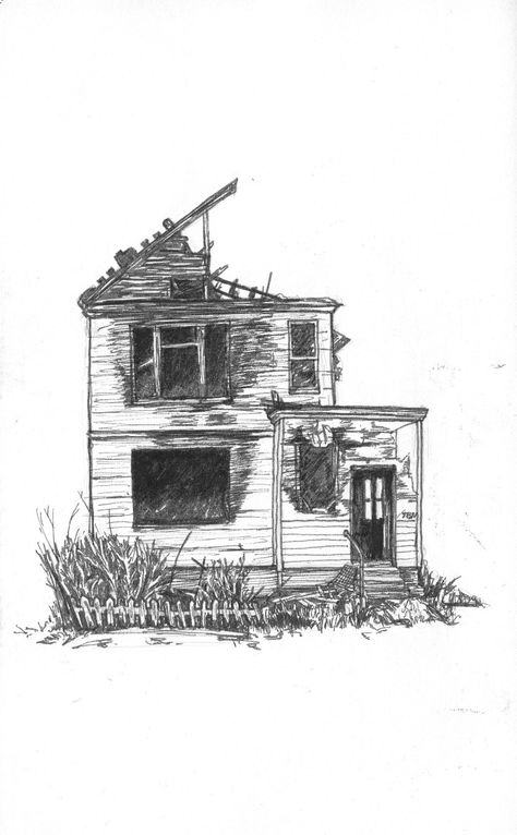 Overgrown House Drawing, Run Down House Drawing, Abandoned Houses Drawing, Abandoned House Sketch, House Burning Drawing, Abandoned House Illustration, Abandoned House Painting, Abandoned House Tattoo, Old House Tattoo