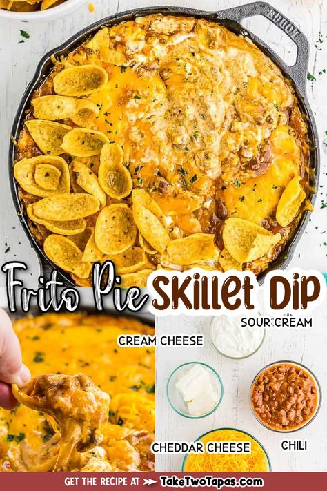 😋Frito Pie Dip (Skillet Chili Cream... - Easy Budget Recipes | Facebook Chili Cream Cheese Dip, Skillet Chili, Skillet Dip, Frito Pie Recipe, Pie Dip, Cream Cheese Dip, Frito Pie, Hearty Chili, Easy Budget