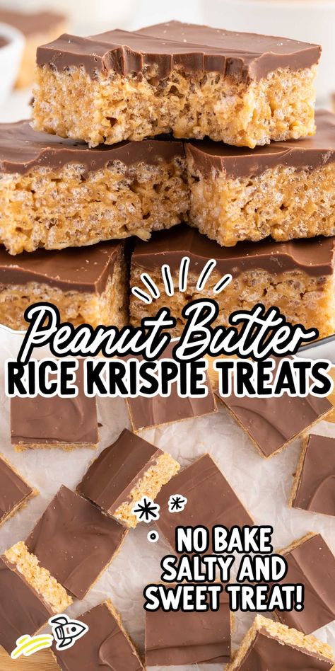 Rice Krispie With Peanut Butter, Rice Krispies With Peanut Butter, Skor Rice Krispie Treats, Brown Butter Peanut Butter Rice Krispie Treats, Peanut Butter Crispy Bites, Peanut Butter Rice Crispy Treats Recipe, Rice Krispie Treat Recipe Ideas, Rice Crispy Treat Variations, Rice Krispie Peanut Butter Treats