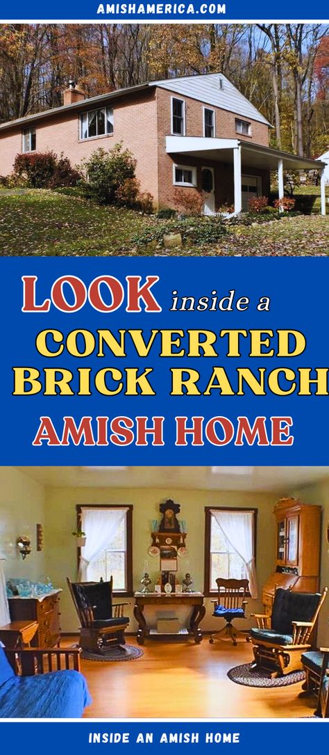 Brick Ranch Home, Amish Home, Amish House, Amish Community, Brick Ranch, Satellite Dish, Amish Quilts, Ranch Home, Horse Stalls