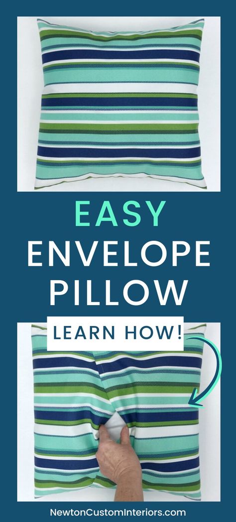 Learn how to make this easy envelope pillow with this detailed sewing tutorial.  A great beginner sewing project.  The video tutorial shows, step-by-step how to create an envelope pillow in just minutes! Envelope Pillow Cover Tutorial, Pillow Cover Tutorial, Envelope Pillow Cover, Easy Envelope, Pillow Covers Tutorial, Envelope Pillow, Easy Pillows, Pillow Tutorial, Small Sewing