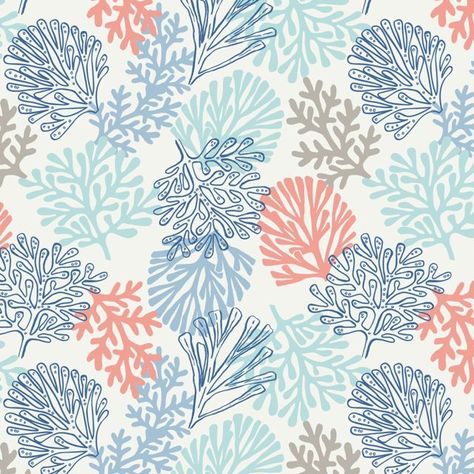 Lewis and Irene - Sea plants on white Beach Pattern, Sea Plants, Coral Fabric, Pattern Design Inspiration, Design Textile, Pattern Inspiration, Print Inspiration, Theme Design, Surface Pattern Design