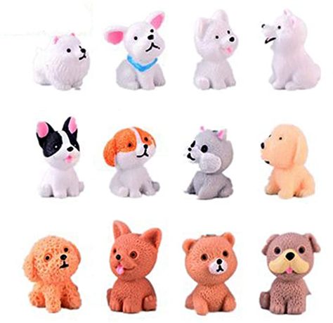 Amazon.com: Halloluck 12 Pcs Cute Miniature Dog Figure Animal Dog Characters Toys Mini Figure Collection Playset, Dog Cake Topper, Plant, Automobile Decoration : Grocery & Gourmet Food Mini Puppies, Fairy Garden Ornaments, Kitten Party, Dog Themed Parties, Dog Cake Topper, Miniature Dogs, 3d Figures, Mini Dogs, Dog Cake