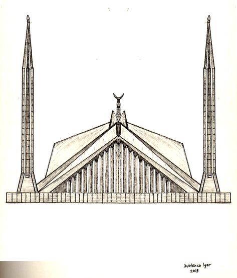 My drawing, illustration, Faisal Mosque, Islamabad, Pakistan, Asia Faisal Masjid Drawing, Faisal Masjid, Country Drawings, Mosque Drawing, Faisal Mosque, Drawing Scenery, Inspiration Painting, Islamabad Pakistan, Architectural Drawing