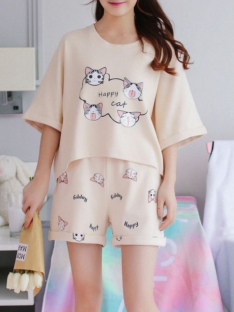 Lingerie Outfit Night, Pajama Fashion, Sleepwear Fashion, Cute Sleepwear, Cute Pajama Sets, Trendy Dress Outfits, Kawaii Fashion Outfits, Cute Pajamas, Korean Girl Fashion