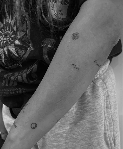 Minimalist Tattoos On Arm, Minimalist Tattoo Fine Line, Fineline Tattoo Sleeve Woman, Small Tattoo Fine Line, Small Fine Line Tattoo Women Arm, Micro Mom Tattoo, Tiny Arm Tattoo Placement, Tiny Tattoo Sleeve Women, Fineline Arm Tattoos For Women