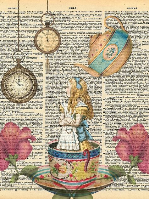 Vintage Alice In Wonderland, Alice In Wonderland Tea Party Art, Alice In Wonderland Collage Art, Alice In Wonderland Scrapbook, Alice In Wonderland Cover, Alice In Wonderland Illustrations Original, Alice In Wonderland Junk Journal Pages, Alice In Wonderland Garden, Alice In Wonderland Vintage