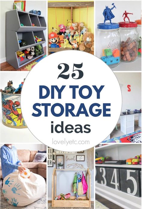 25+ Clever DIY Toy Storage Ideas to Organize all Kinds of Toys Diy Kids Storage Ideas, Kids Storage Ideas For Toys, Kids Bedroom Storage Ideas, Toy Box Ideas, Dress Up Clothes Storage, Toy Closet Organization, Toddler Toy Storage, Rustic Toys, Large Toy Storage