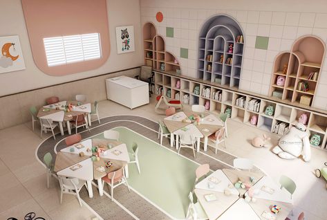 Classroom Architecture, Rocking Bed, Bed Montessori, Kindergarten Interior, Preschool Designs, Classroom Interior, Daycare Design, Kindergarten Design, School Interior