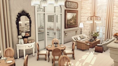 (63) Provence Boutique Hotel || INTERIOR || Collab with @Bojana Sims – @simsphonysims on Tumblr Sims 4 Hotel, 1920 Bedroom, Boutique Hotels Interiors, Provence House, Sims 4 Cottage, Poolside Lounge, Sims 4 Speed Build, Hotel Exterior, Cozy Backyard