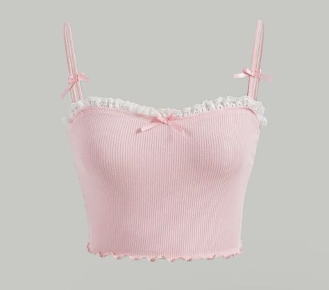 Bow Tank Top. Coquette Pink Cami Top, Pink Lace Tops, Sleeveless Tops Summer, Lace Cami Top, Lace Bows, Lace Cami, Pink Outfits, Dream Clothes, Cami Top