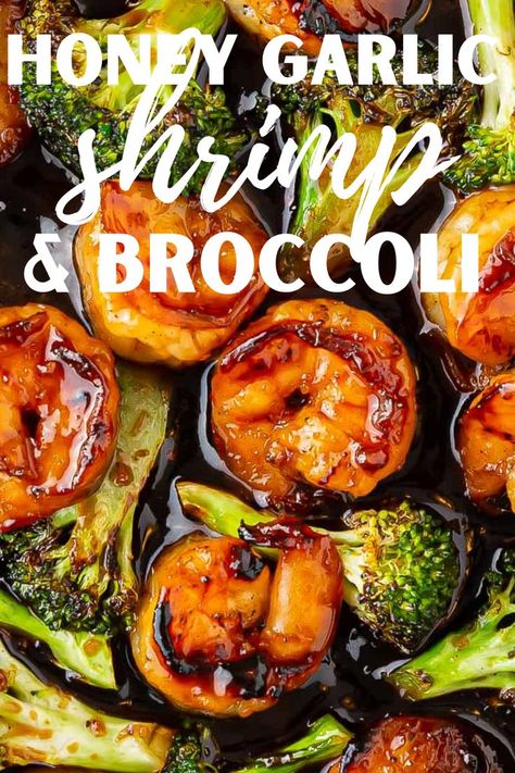 Make takeout at home! This fakeout recipe for Honey Garlic Shrimp and Broccoli has a delicious sauce that's perfect over rice. Broccoli Shrimp Recipes, Shrimp And Broccoli Pasta Recipes Easy, Gf Shrimp Recipes, Chinese Shrimp And Broccoli Recipes, Shrimp Rice And Broccoli Recipe, Honey Shrimp And Broccoli, Saucy Shrimp Recipes, Broccoli And Shrimp Recipes, Shrimp Chinese Recipes