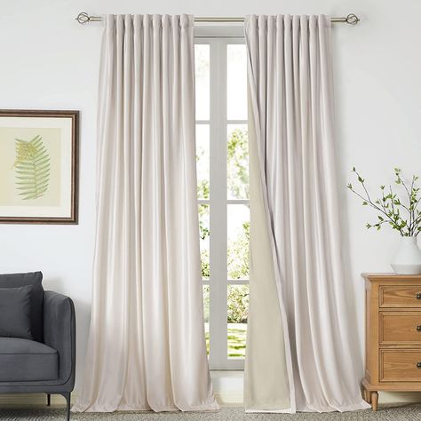 100% Blackout Ivory Off White Velvet Curtains 84 inch Long for Living Room,Set of 2 Panels Liner Rod Pocket Back Tab Thermal Window Drapes Room Darkening Heavy Decorative Curtains for Bedroom #curtains #offwhite White Velvet Curtains, Decorative Curtains, Curtains For Bedroom, Insulated Curtains, Drape Panel, Thermal Curtains, Lined Curtains, White Velvet, Velvet Curtains