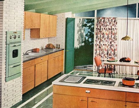 Mid Century Modern Kitchen, Deco Retro, Retro Interior, Kitchen Decor Modern, Mid Century Kitchen, Vintage Room, Vintage Interiors, Mid Century Decor, Retro Home Decor