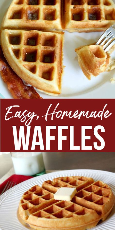 Homemade Waffle Recipe! Whip up this easy waffle recipe for your next weekend brunch! #waffles #homemadewaffles #wafflerecipe #breakfast #breakfastrecipe #brunch #homemadewaffles #waffleironrecipe Homemade Waffle Recipe, Homemade Waffle, Easy Waffle Recipe, Waffle Iron Recipes, Waffle Maker Recipes, Waffles Easy, Waffles Recipe, Homemade Waffles, Waffle Recipe