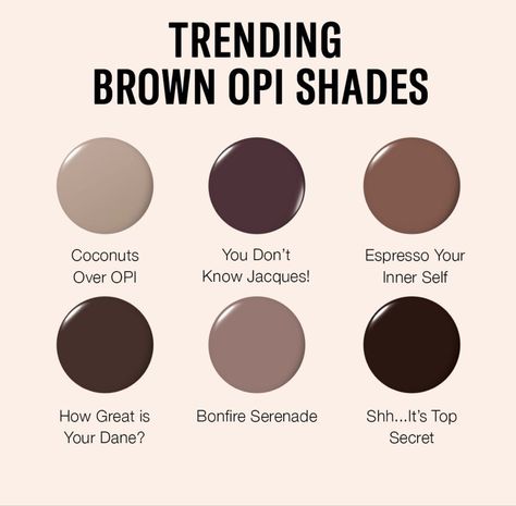 Opi Brown, Short Fall Nail Designs, Short Fall Nail, Opi Gel Nails, Brown Nail Polish, Opi Nail Colors, Autumn Look, Brown Shade, Hair Skin Nails