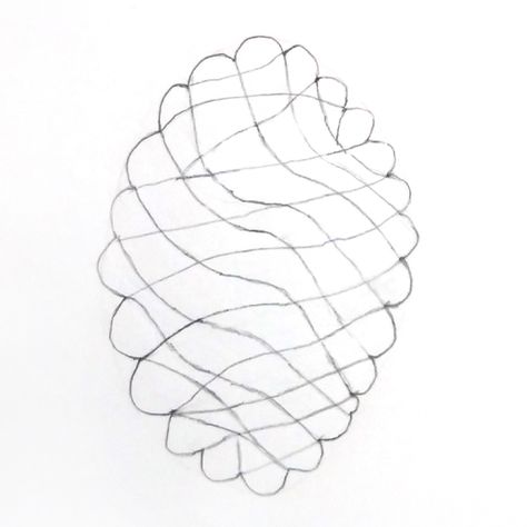 How To Draw Pinecones, How To Draw Pine Cones, Simple Pinecone Drawing, Pine Cone Drawing Step By Step, Pine Cone Sketch, Pine Cone Line Drawing, Pinecone Illustration Simple, Cone Drawing, Snow Pine Trees