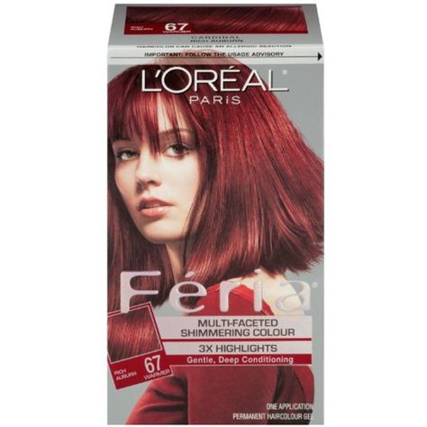 L'Oreal Paris Feria Hair Color, 67 Rich Auburn/Cardinal -- You can get additional details at the image link. (This is an affiliate link and I receive a commission for the sales) #HairColoringProducts Loreal Paris Feria, Feria Hair Color, Vidal Sassoon Hair Color, Loreal Hair Color, Hair Color Products, Beauty Hair Color, Hair Color Auburn, Red Hair Color, Hair Color Balayage