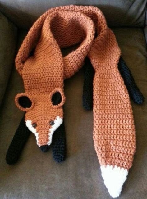 Fox Scarf, Quick Crochet, Fun Crochet Projects, Diy Crochet Projects, Crochet Gifts, Knitting Inspiration, Yarn Crafts, 귀여운 동물, Crochet Crafts