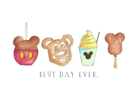 5x7- Disney World Print - Disney Treats, Mickey Ears, Disney Ears, Disney Art, magic kingdom, wall hangings, Disney Snacks, Snack Goals Disney Doodles, Disney Treats, Idee Cricut, Art Magic, Disney Snacks, Disney Background, Disney Etsy, Whatsapp Wallpaper, Art Disney