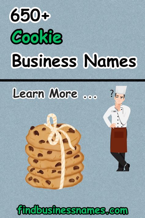 Explore the best Cookie Business Names to make your brand stand out in the baking industry! 

Find unique and catchy names that resonate with your target audience. 

Whether you're starting a cookie company or rebranding, these creative name ideas will help you leave a lasting impression. 

#CookieBusinessNames Cookie Names Ideas, Cookies Business Name Ideas, Cookie Company Logo, Cookies Name Ideas, Cookie Names For Business, Cookies Brand Name Ideas, Cookie Business Names, Cake Shop Names, Cake Business Names