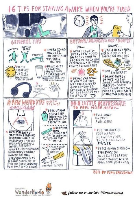 Ways to keep yourself awake by Yumi Sakugawa | @YumiSakugawa Visual Notes, Inner Work, Stay Awake, Shiatsu Massage, Uni Life, College Tips, Sketch Notes, School Study Tips, Life Hacks For School